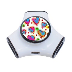 Love Hearts Shapes Doodle Art 3-Port USB Hub