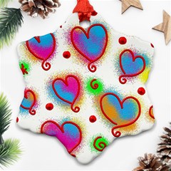 Love Hearts Shapes Doodle Art Snowflake Ornament (Two Sides)