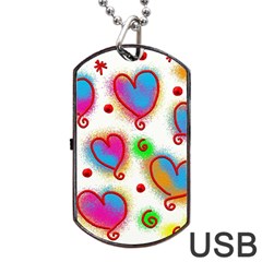 Love Hearts Shapes Doodle Art Dog Tag USB Flash (One Side)