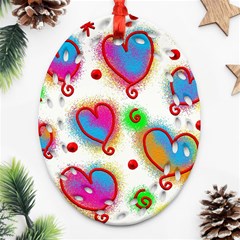 Love Hearts Shapes Doodle Art Ornament (Oval Filigree)