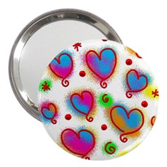 Love Hearts Shapes Doodle Art 3  Handbag Mirrors