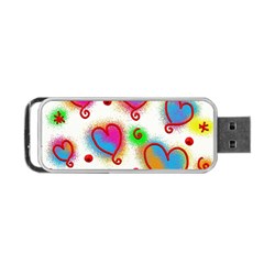 Love Hearts Shapes Doodle Art Portable USB Flash (One Side)