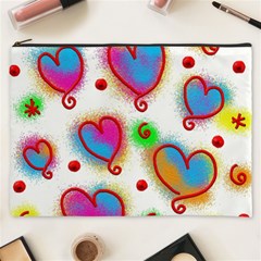 Love Hearts Shapes Doodle Art Cosmetic Bag (XXXL) 