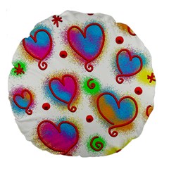 Love Hearts Shapes Doodle Art Large 18  Premium Round Cushions