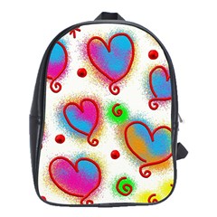 Love Hearts Shapes Doodle Art School Bag (XL)