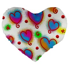 Love Hearts Shapes Doodle Art Large 19  Premium Heart Shape Cushions