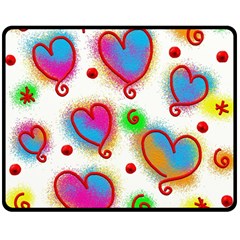 Love Hearts Shapes Doodle Art Double Sided Fleece Blanket (Medium) 