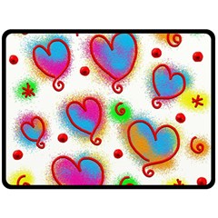 Love Hearts Shapes Doodle Art Double Sided Fleece Blanket (Large) 