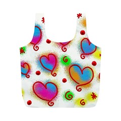 Love Hearts Shapes Doodle Art Full Print Recycle Bags (M) 