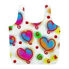 Love Hearts Shapes Doodle Art Full Print Recycle Bags (L) 