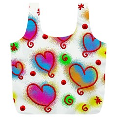 Love Hearts Shapes Doodle Art Full Print Recycle Bags (L) 