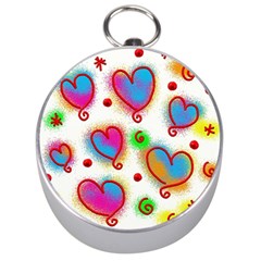 Love Hearts Shapes Doodle Art Silver Compasses