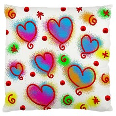 Love Hearts Shapes Doodle Art Large Flano Cushion Case (One Side)