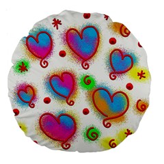 Love Hearts Shapes Doodle Art Large 18  Premium Flano Round Cushions