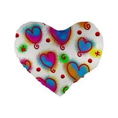 Love Hearts Shapes Doodle Art Standard 16  Premium Flano Heart Shape Cushions