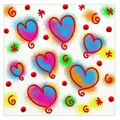 Love Hearts Shapes Doodle Art Large Satin Scarf (Square)