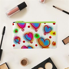 Love Hearts Shapes Doodle Art Cosmetic Bag (XS)