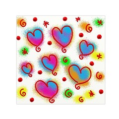 Love Hearts Shapes Doodle Art Small Satin Scarf (Square)