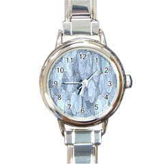 Bubbles Texture Blue Shades Round Italian Charm Watch by Celenk