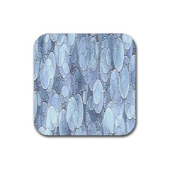 Bubbles Texture Blue Shades Rubber Coaster (square)  by Celenk