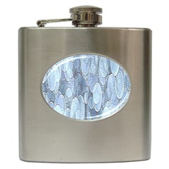 Bubbles Texture Blue Shades Hip Flask (6 Oz) by Celenk