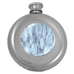 Bubbles Texture Blue Shades Round Hip Flask (5 Oz) by Celenk