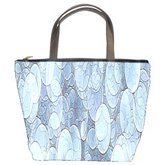 Bubbles Texture Blue Shades Bucket Bags by Celenk