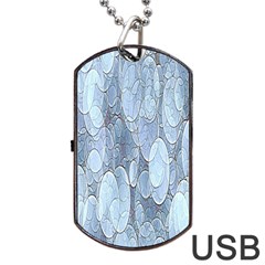 Bubbles Texture Blue Shades Dog Tag Usb Flash (two Sides) by Celenk