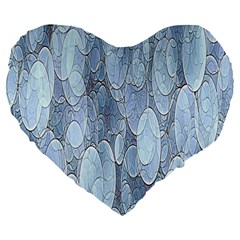 Bubbles Texture Blue Shades Large 19  Premium Flano Heart Shape Cushions by Celenk