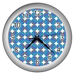 Geometric Dots Pattern Rainbow Wall Clocks (Silver) 