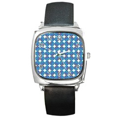 Geometric Dots Pattern Rainbow Square Metal Watch