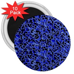 Texture Structure Electric Blue 3  Magnets (10 Pack)  by Celenk