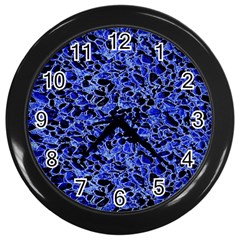 Texture Structure Electric Blue Wall Clocks (black) by Celenk