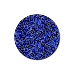 Texture Structure Electric Blue Rubber Coaster (round)  by Celenk