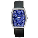 Texture Structure Electric Blue Barrel Style Metal Watch Front