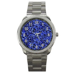 Texture Structure Electric Blue Sport Metal Watch by Celenk