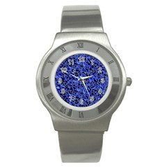 Texture Structure Electric Blue Stainless Steel Watch by Celenk