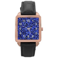 Texture Structure Electric Blue Rose Gold Leather Watch  by Celenk