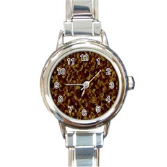 Camouflage Tarn Forest Texture Round Italian Charm Watch by Celenk