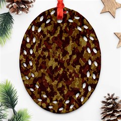 Camouflage Tarn Forest Texture Oval Filigree Ornament (two Sides) by Celenk