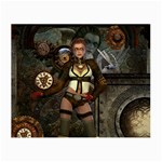 Steampunk, Steampunk Women With Clocks And Gears Small Glasses Cloth (2-Side) Front