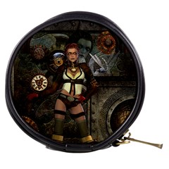 Steampunk, Steampunk Women With Clocks And Gears Mini Makeup Bags by FantasyWorld7