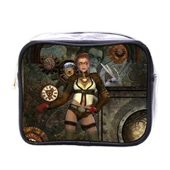 Steampunk, Steampunk Women With Clocks And Gears Mini Toiletries Bags by FantasyWorld7