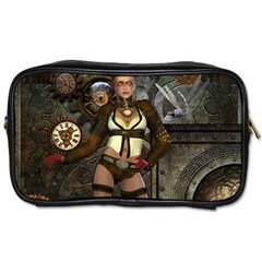 Steampunk, Steampunk Women With Clocks And Gears Toiletries Bags