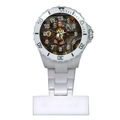 Steampunk, Steampunk Women With Clocks And Gears Plastic Nurses Watch