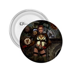 Steampunk, Steampunk Women With Clocks And Gears 2 25  Buttons by FantasyWorld7