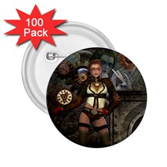 Steampunk, Steampunk Women With Clocks And Gears 2 25  Buttons (100 Pack)  by FantasyWorld7