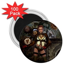 Steampunk, Steampunk Women With Clocks And Gears 2 25  Magnets (100 Pack)  by FantasyWorld7