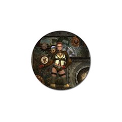 Steampunk, Steampunk Women With Clocks And Gears Golf Ball Marker (4 Pack) by FantasyWorld7