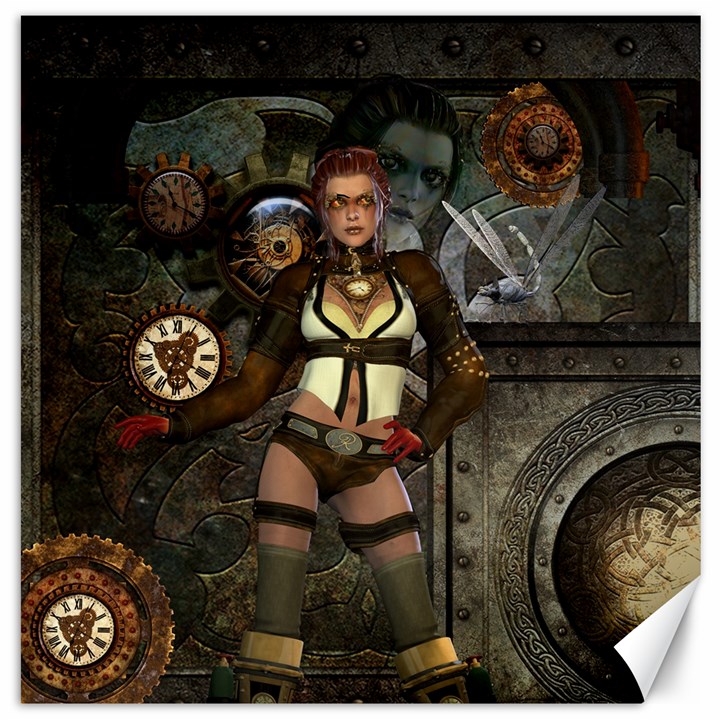 Steampunk, Steampunk Women With Clocks And Gears Canvas 16  x 16  